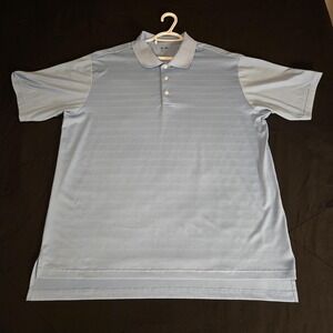 Adidas Shirt Mens XL Blue Climalite Stripe Golf Polo Short Sleeve Performance
